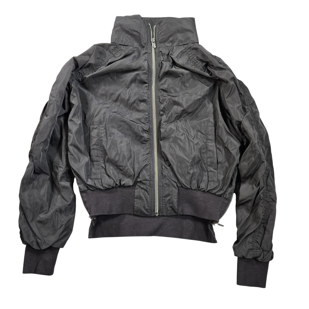 Athleta Jacket Womens XXS Black Cropped Windbreaker Bomber Full Zip Ribbed Hem